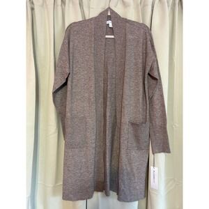 NWT Liz Claiborne Almond Marl Open Front Longline Cardigan Sweater Womens Large